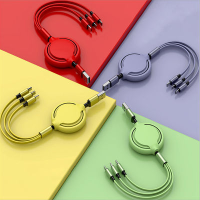 Multi Retractable Fast Charger Cord 1.2m Liquid Silicone Multiple Charging Cable