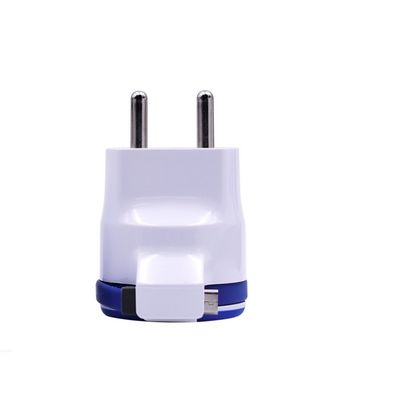 2 Port USB Wall Charger With Retractable Lighting Cable/ Micro USB/ Type C Cable  5V 2.1A Travel Charger Power Adapter